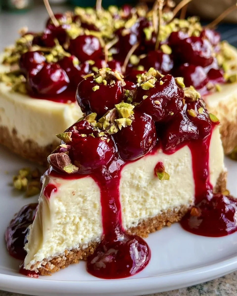Lemon-Lime Cherry Pistachio Cheesecake