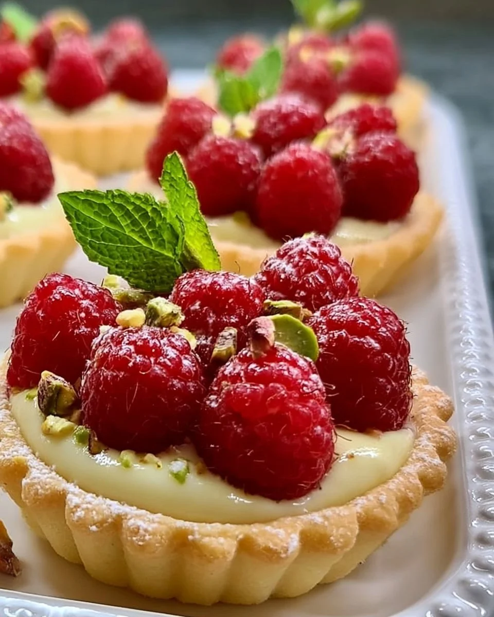 Raspberry Pistachio Cream Tarts