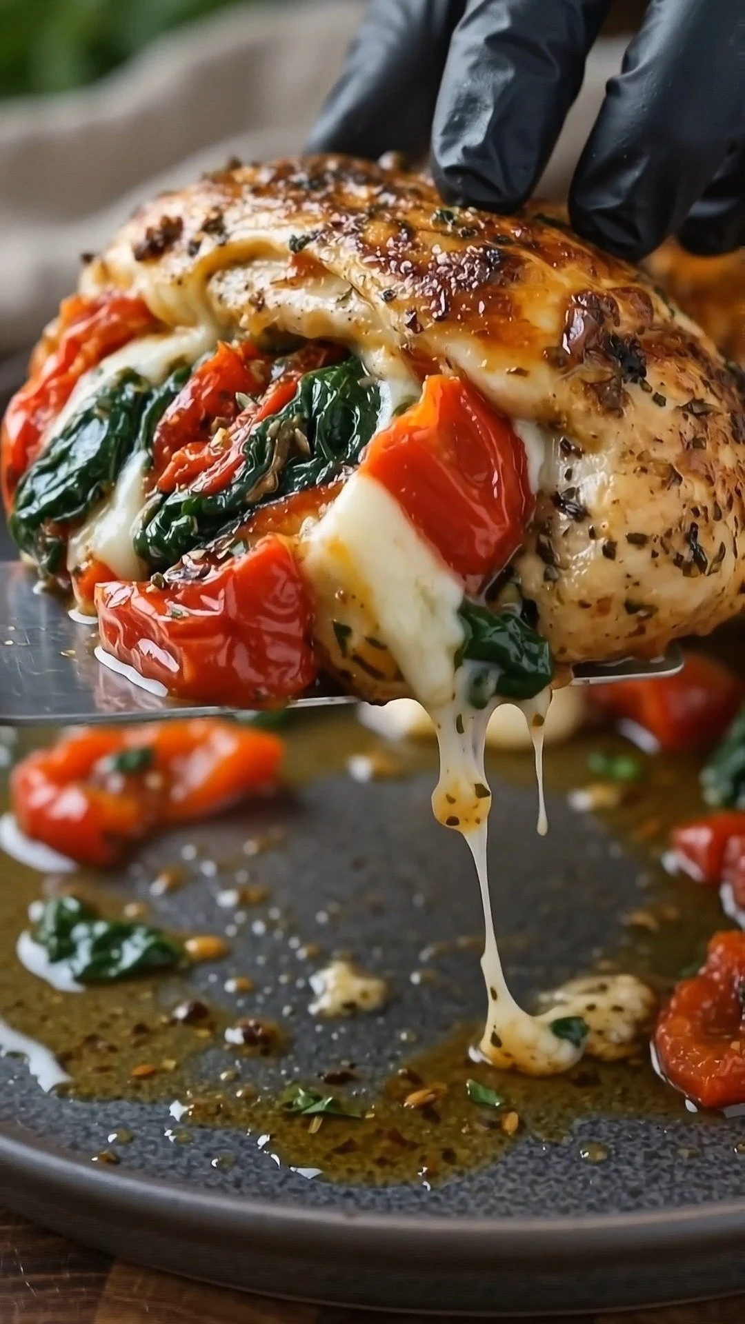 Roasted Red Pepper Spinach Mozzarella Chicken