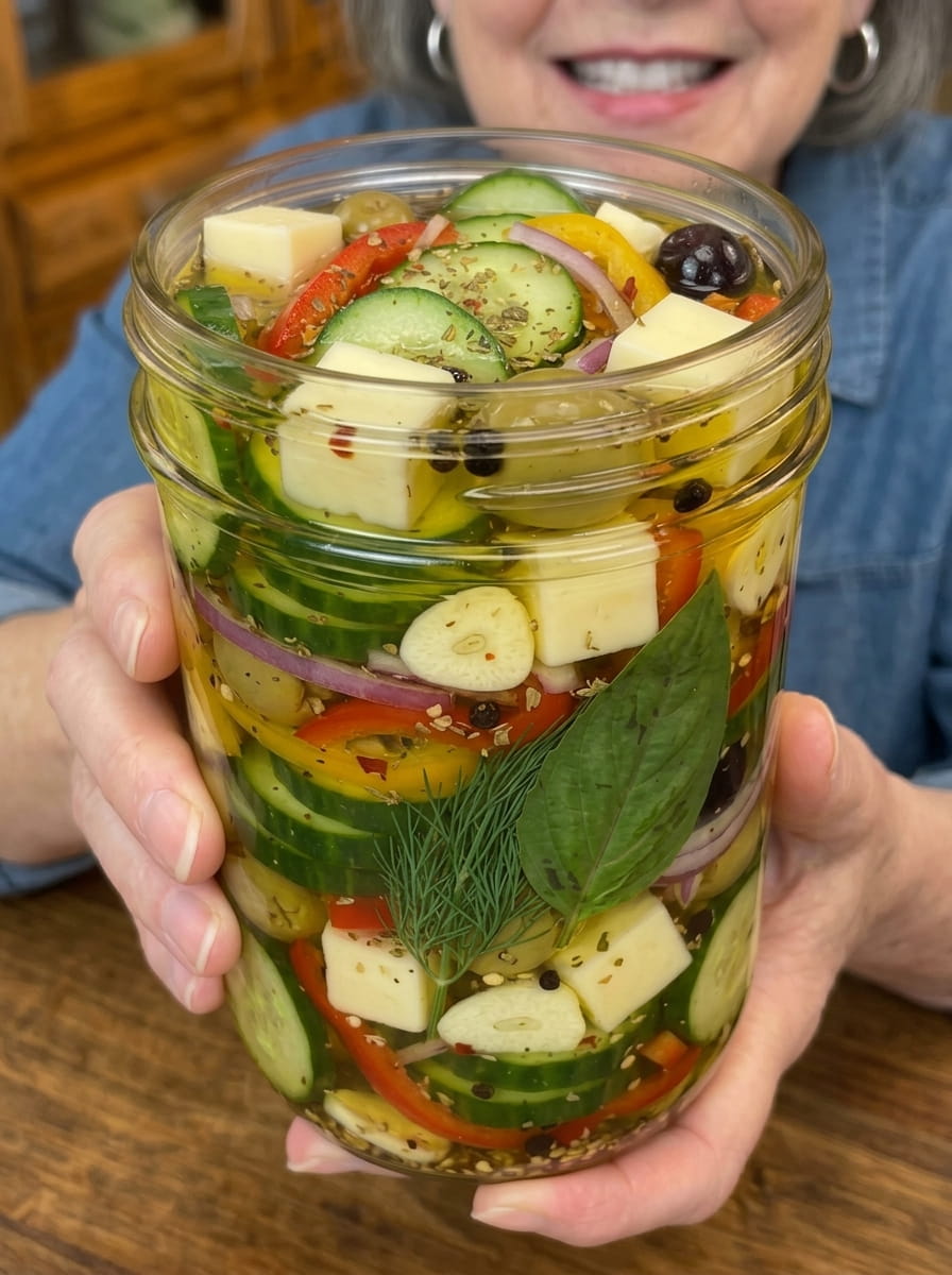 Cheesy Pickled Cucumber Antipasto