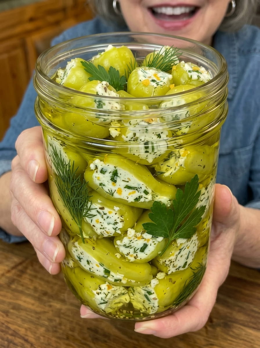 Feta Stuffed Pepperoncini Bites