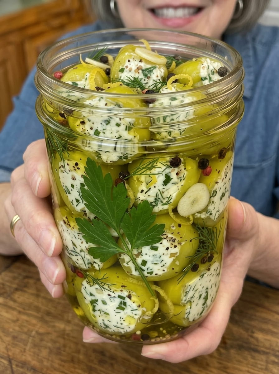 Feta Stuffed Pepperoncini Bites