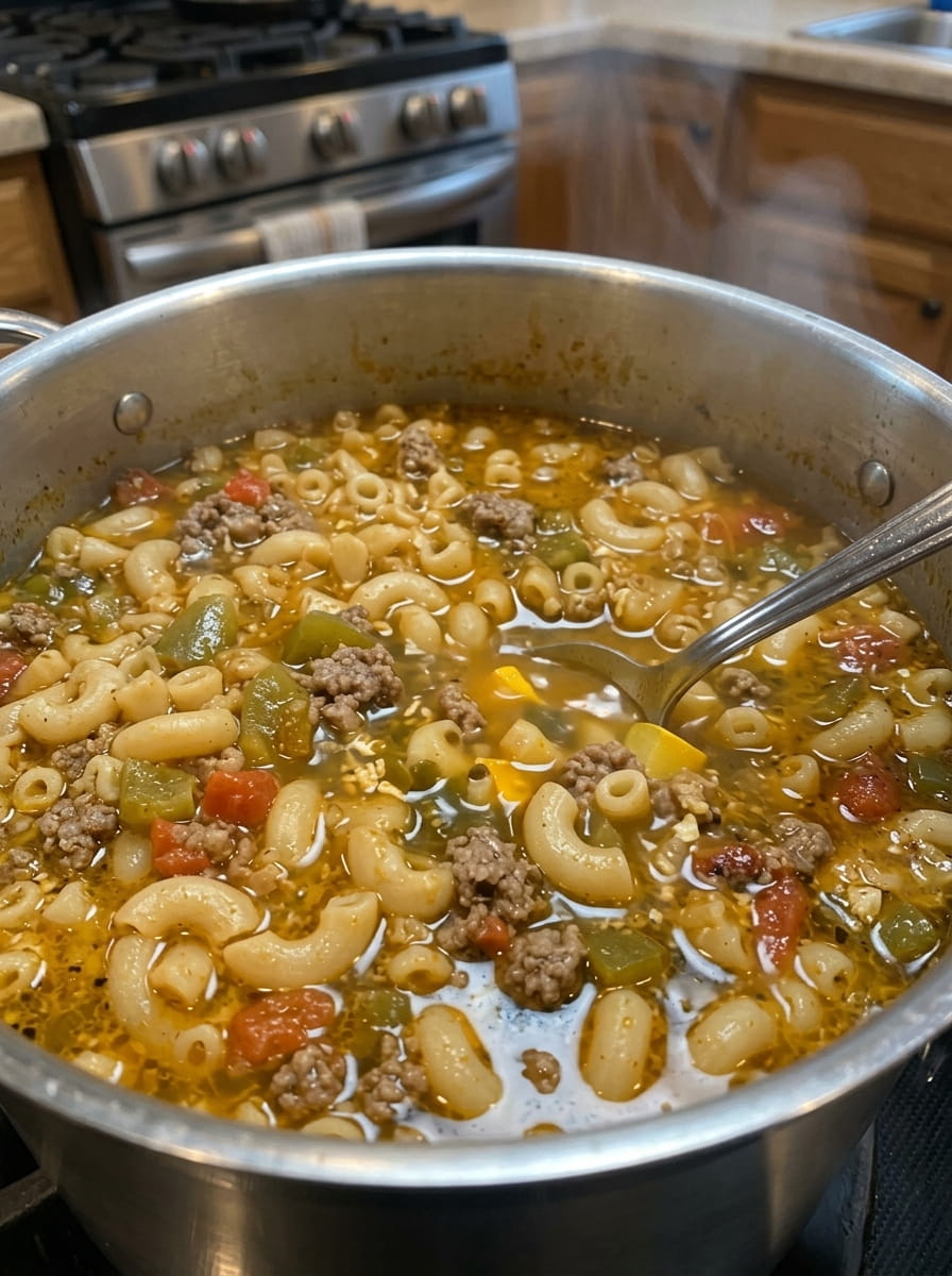Green Chile Beef Soup with Cheese