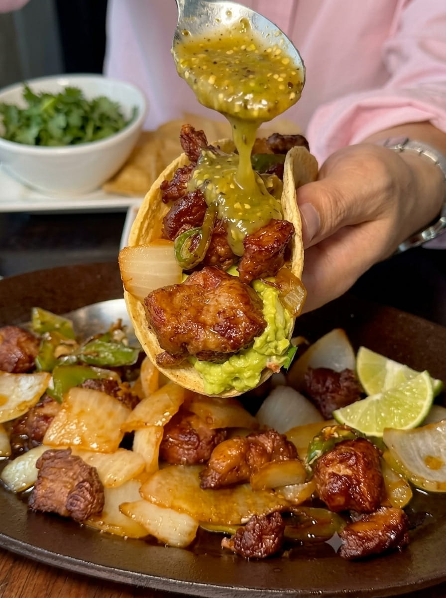 Sonoran-Style Ribeye Chicharrón Tacos