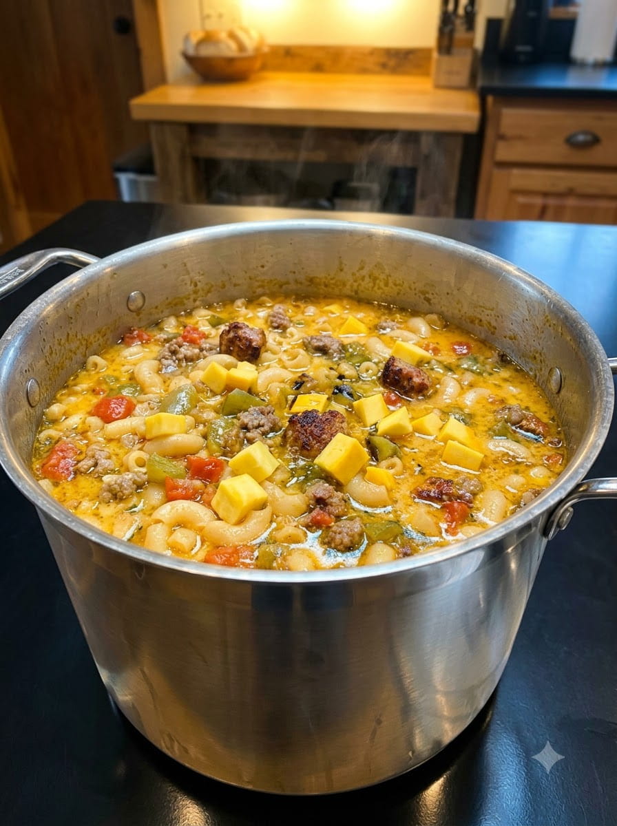 Green Chile Beef Soup with Cheese