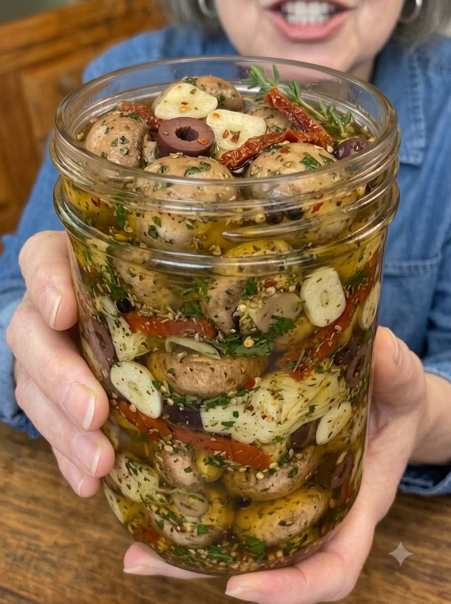 Garlic Herb Marinated Mushrooms