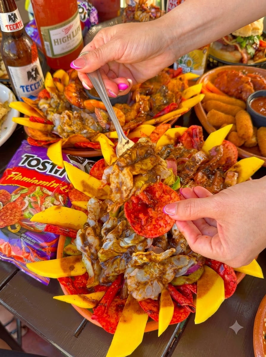 Seafood Snacks with Potatoes and Cheetos