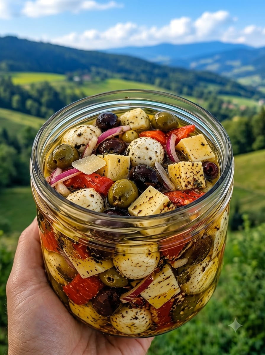 Marinated Cheese &amp; Olive Antipasto