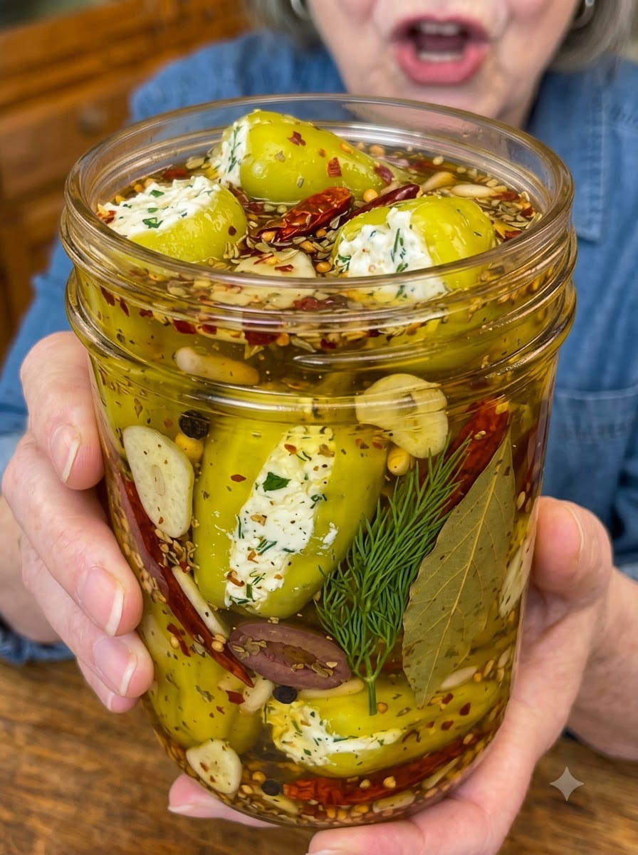 Feta Stuffed Pepperoncini Bites