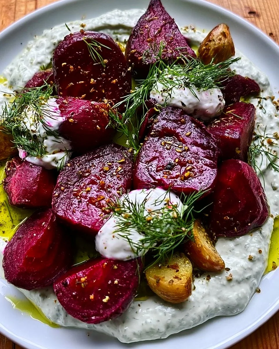 Roasted Beets with Dill Cream