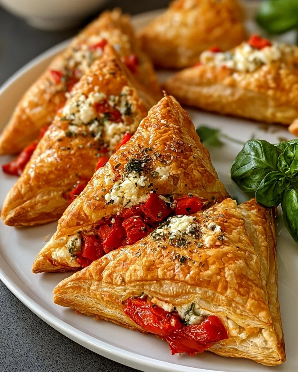 Roasted Red Pepper and Feta Triangles