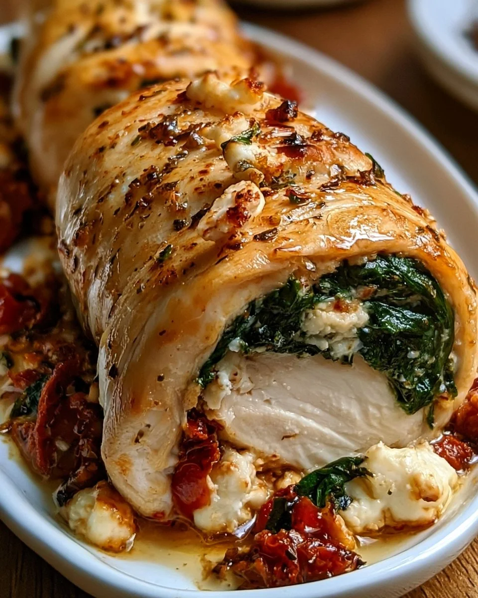 Rolled Chicken with Feta &amp; Spinach