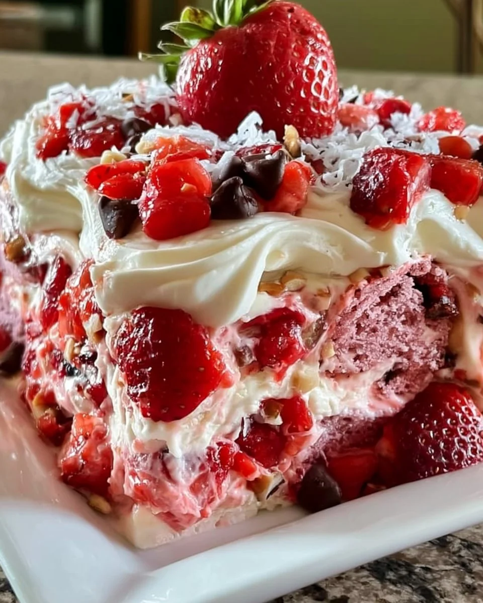 Strawberry Earthquake Cake