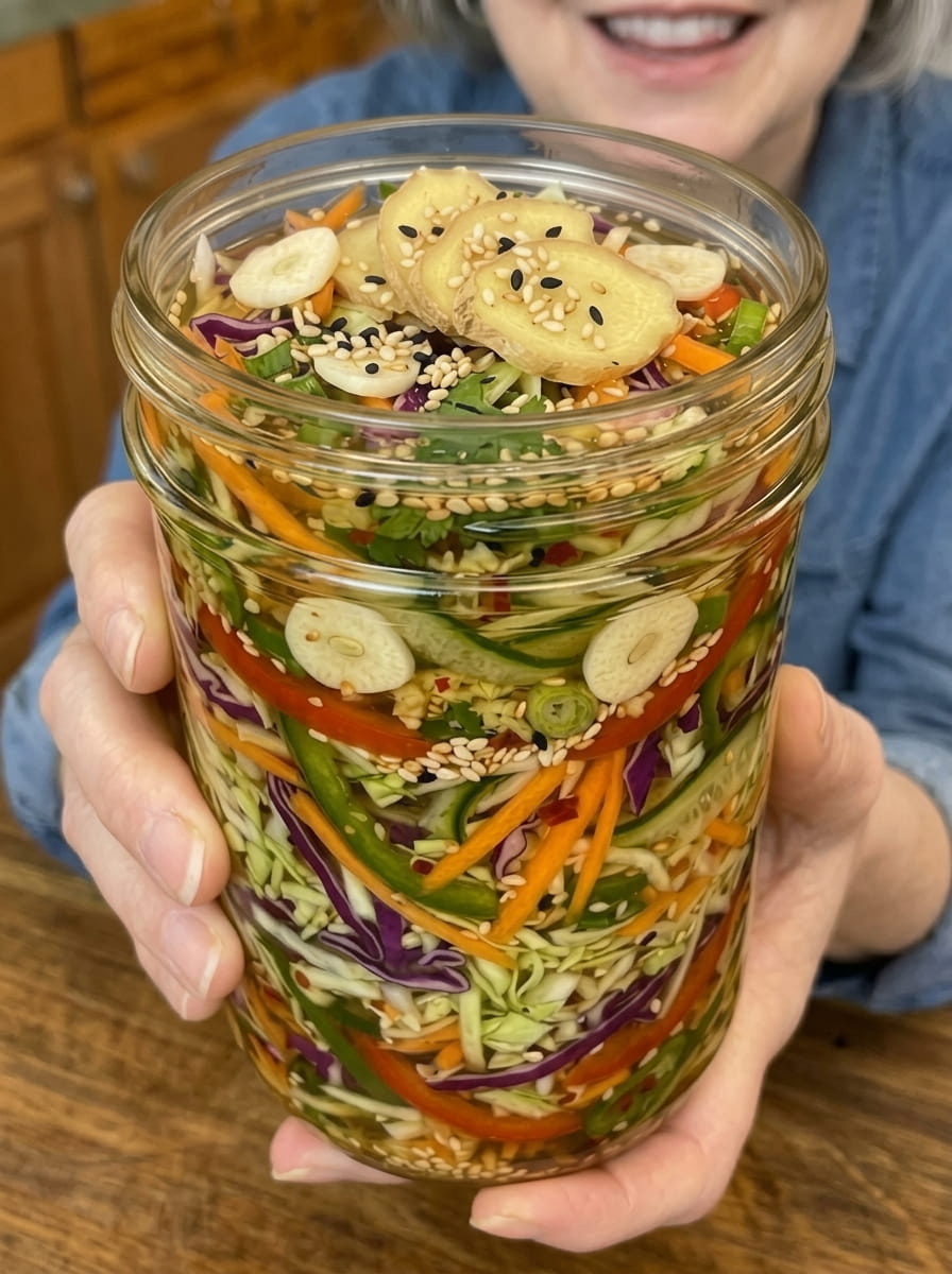 Honey Ginger Asian Pickled Vegetable Slaw