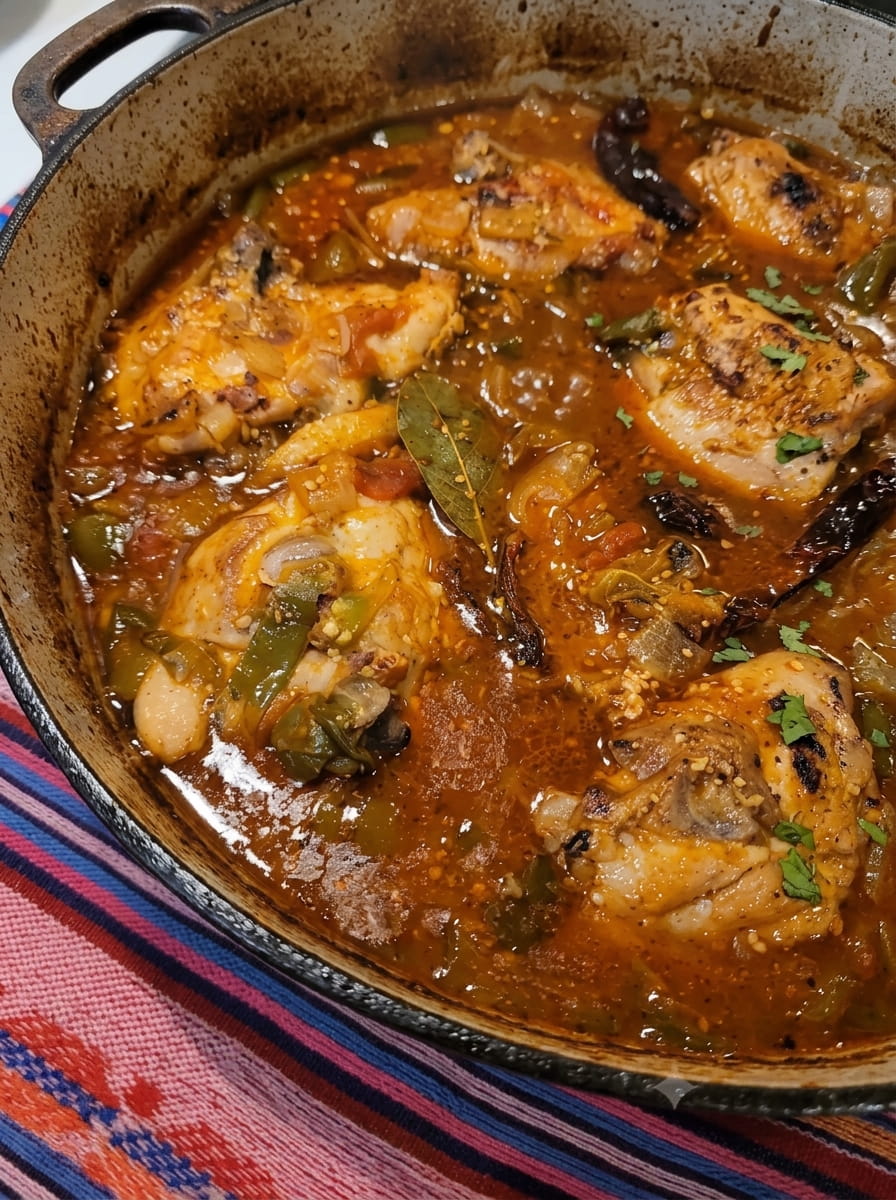 Mexican Braised Chicken in Red Chile Sauce