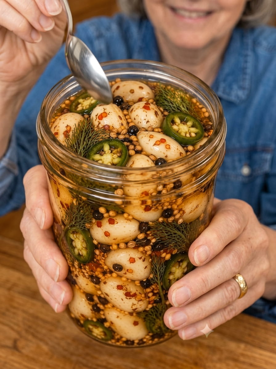 Sweet Heat Pickled Garlic Cloves