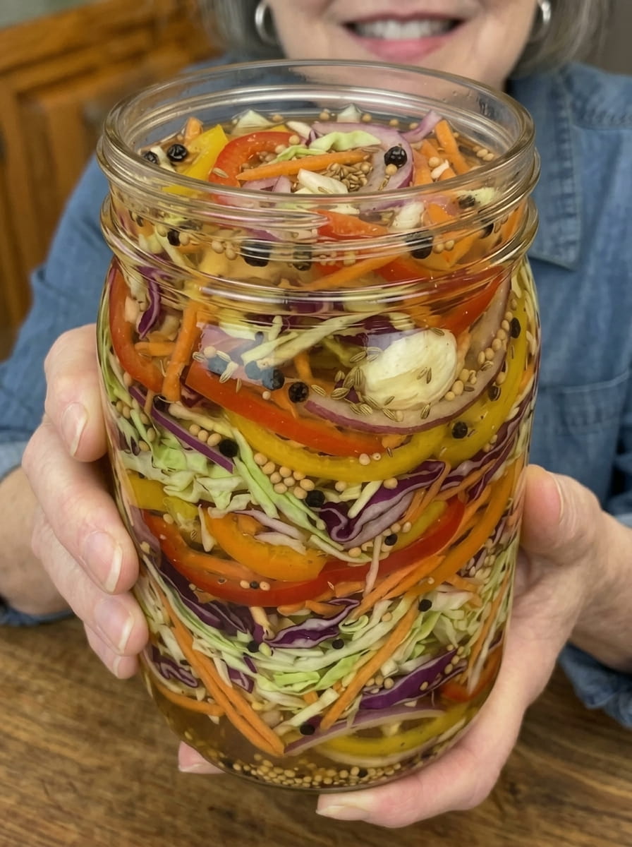 Apple Cider Pickled Rainbow Slaw
