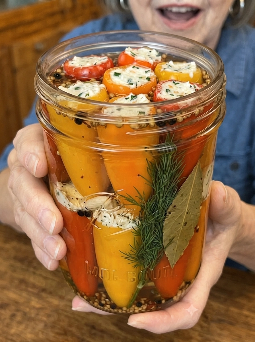 Pickled Cheese Stuffed Peppers