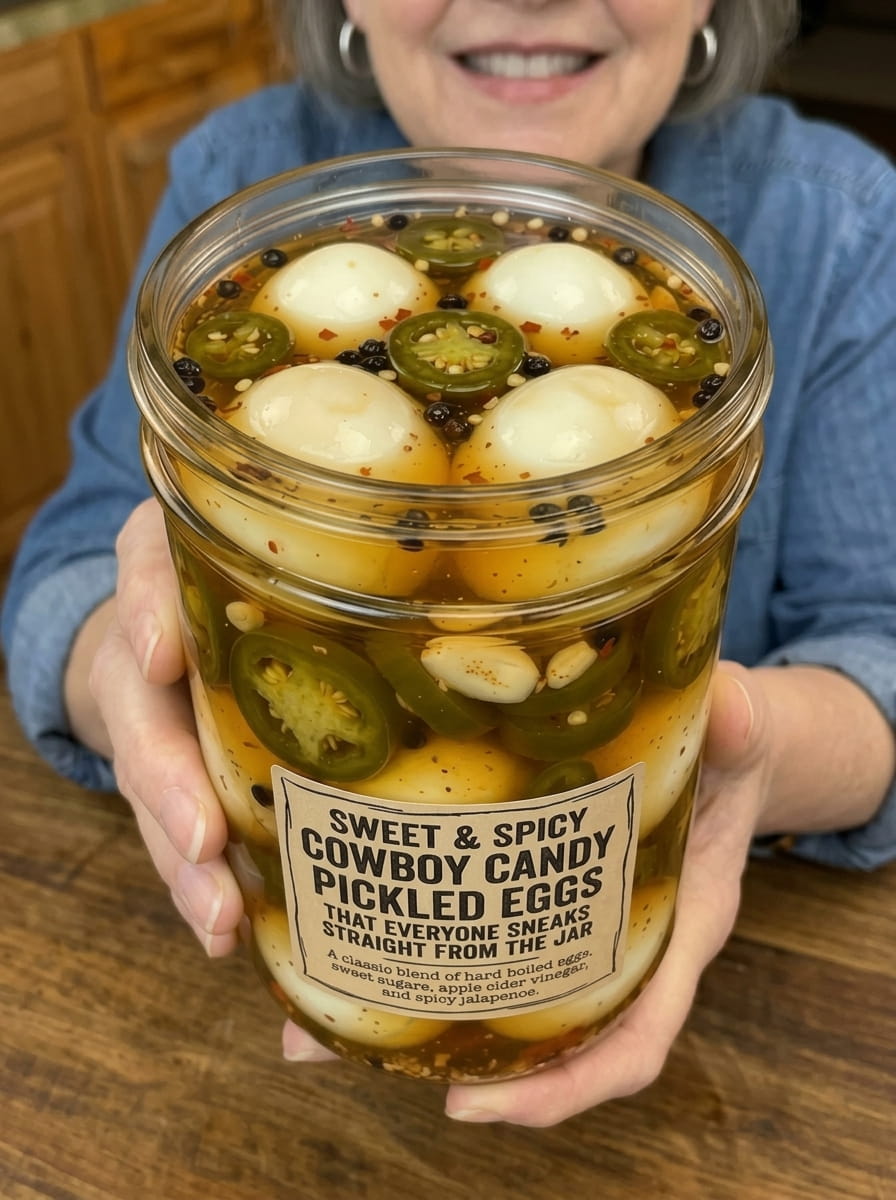 Sweet &amp; Spicy Cowboy Candy Pickled Eggs