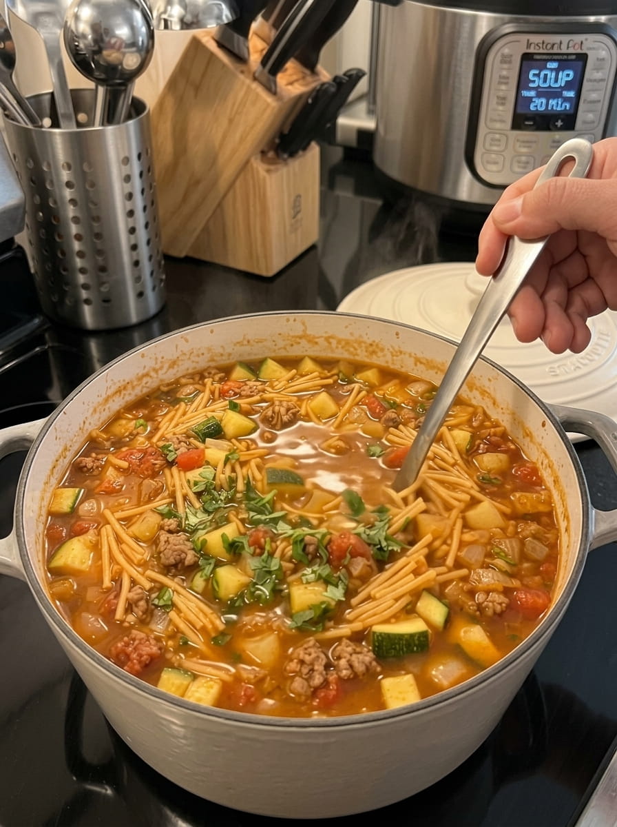 Sopa de Fideo with Ground Beef and Potatoes
