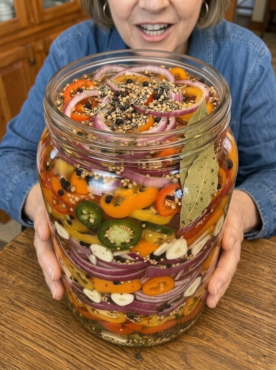 Sweet &amp; Spicy Pickled Peppers, Garlic &amp; Onions