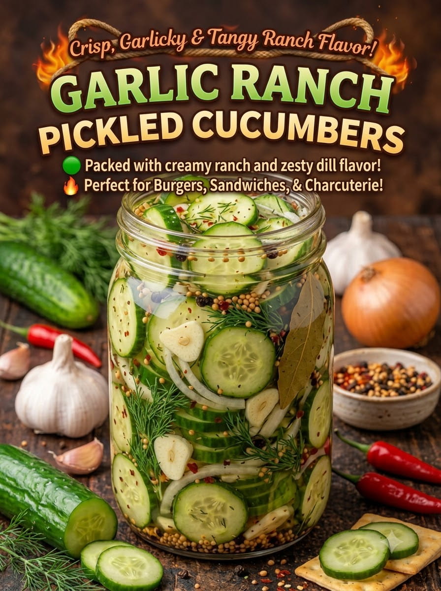Garlic Ranch Pickled Cucumbers