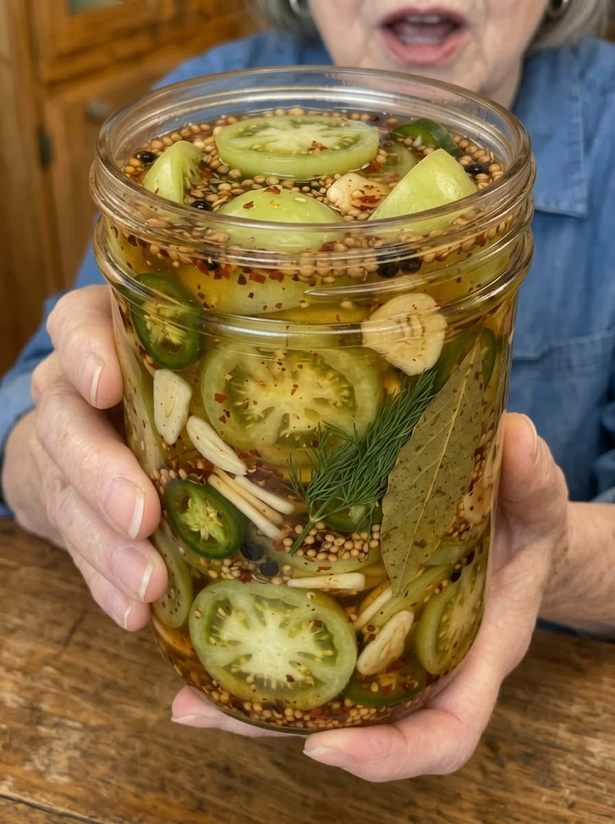 Hot Honey Jalapeño Pickled Green Tomatoes