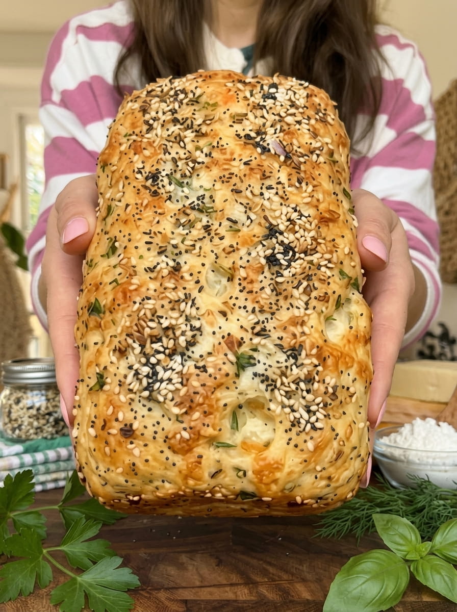 High-Protein Cottage Cheese Italian Herb Bagel Bread