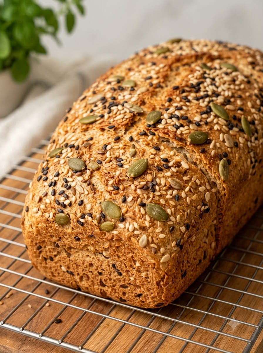 No-Knead Whole Wheat Seeded Bread