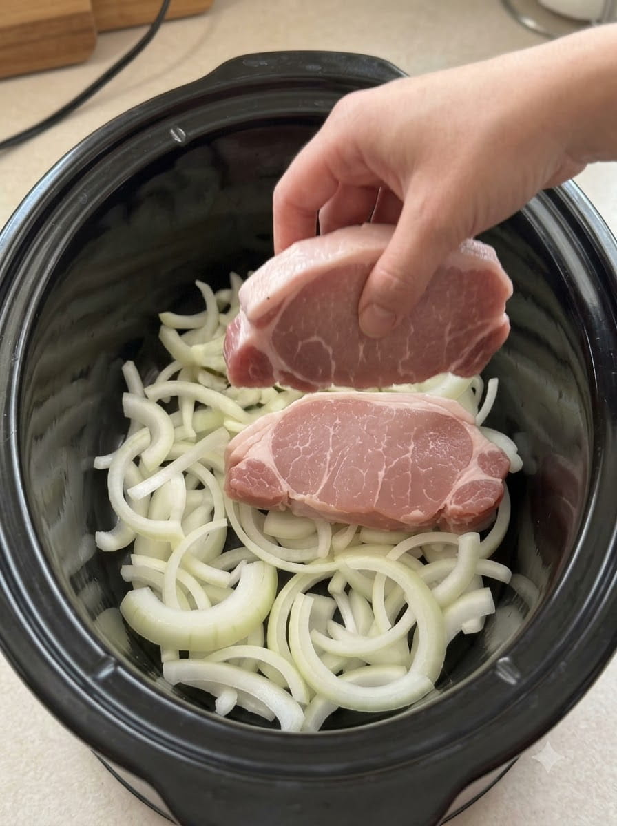 Slow Cooker French Onion Pork Chops
