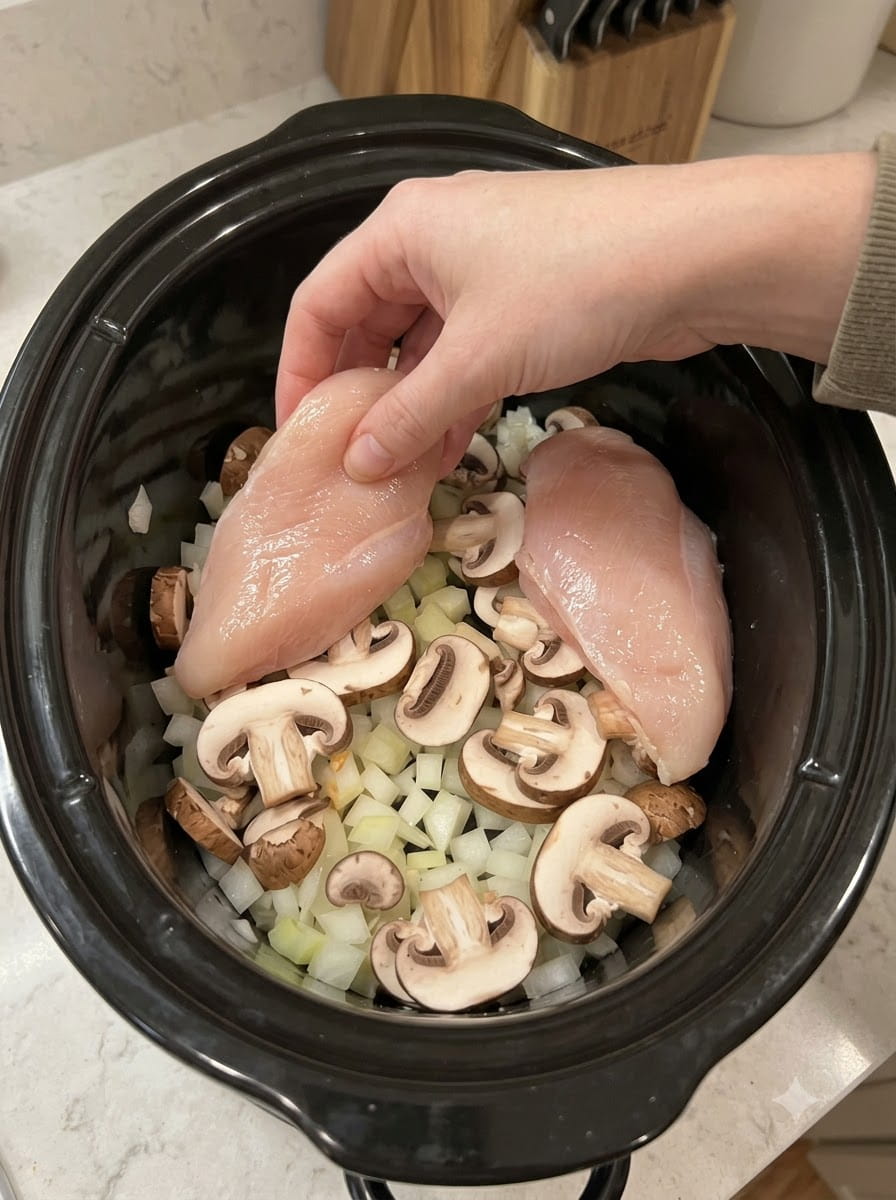 Creamy Slow Cooker Ranch &amp; Mushroom Chicken